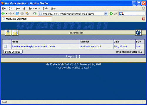 Webmail screen