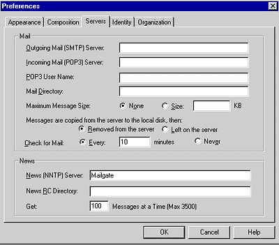 Netscape 3 Preferences Dialog Box