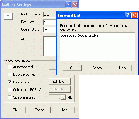 MailGate mailbox forward to SoHosted